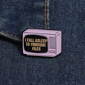 80's Retro TV Enamel Pins I Fall Asleep To Forensic Files Brooches Criminal Record Lapel Badges Jewelry for Backpack Clothes