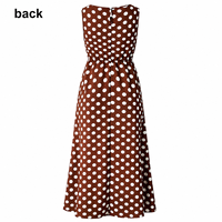 Robe trapèze vintage à pois sans manches, col rond, anti-plis, boutonnée, en polyester, pour femme – Collection Printemps/Été/Automne – Grande Vente