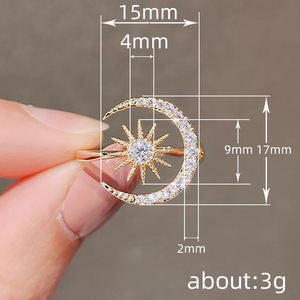 Anello Aperto Regolabile Sole Luna Stella per Donne, Gioiello da Dito Unico e alla Moda con Motivi Celesti - Product Image 4