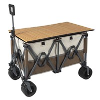 Chariot de plage pliable portable de haute qualité pour le camping en plein air, avec quatre roues et poignée réglable, vente en gros