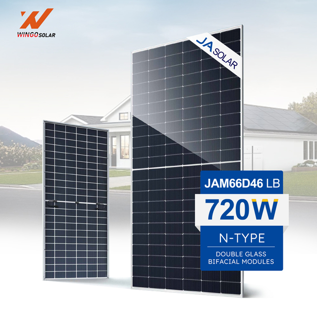 JA Solar JAM66D46 LB 690W-720W N-Type Bifacial Double-Glass Topcon Solar Panels for Solar Power System
