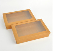 Boîte cadeau rigide en papier kraft recyclé avec fenêtre transparente en PVC, gaufrage personnalisable pour bonbons, cadeaux, foulards et présentation de lingerie