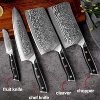 AMSZL Lot de 5 couteaux de cuisine en acier damas de haute qualité 67 couches 4 couteaux avec porte-couteau magnétique et manche G10