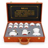 Service à thé chinois en porcelaine gaufrée 13 pièces, motif paysage en relief, comprenant Gaiwan, théière, pichet et 8 tasses, coffret cadeau de luxe 350ml
