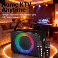 Sistema de Karaoke Portátil Todo en Uno con Altavoz, Dos Micrófonos Inalámbricos, Luces RGB, Sonido HIFI, para Fiestas en Casa, Entretenimiento Familiar y Computadora