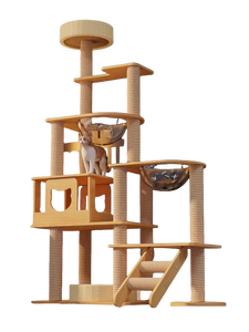 Grand arbre à <span class=keywords><strong>chat</strong></span> multi-niveaux avec poteaux à gratter en sisal, lit en acrylique transparent, meubles d'intérieur <span class=keywords><strong>pour</strong></span> chats - Product Image 1