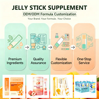 Bâtonnets de gelée saveur personnalisée, boîte de gelée colorée, sachet à bec verseur, emballage de gelée, OEM ODM, marque privée, approvisionnement en vrac