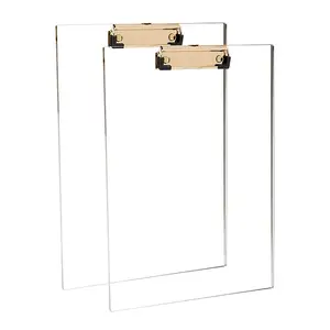 Customized Plastic Letter Size Standard Clear Acrylic Clipboard With Gold Clip