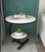 Table Basse Moderne en Marbre Style Nordique Minimaliste pour Petit Appartement, Combinaison pour Salon et Balcon, Meuble d'Angle