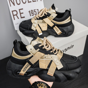 Chaussures de sport et de loisirs respirantes à lacets en maille synthétique, semelle épaisse, style haut de gamme, nouvelle collection printemps - Product Image 3