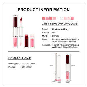 Set de Tinte Labial y Aceite Labial de Doble Punta, 4 Colores, Efecto Peel-off, Larga Duración, Anti-Manchas, No Transfiere, Marca Privada MLM, Maquillaje Labial Personalizado OEM - Product Image 6