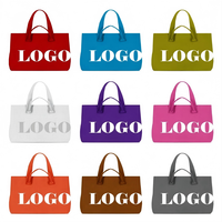 Sac à main en polyester tricoté tendance, couleur unie, sac fourre-tout réutilisable, ouverture supérieure, portable pour un usage quotidien, toutes saisons