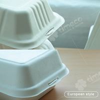 Boîte de hamburger en pulpe de bagasse de canne à sucre jetable compostable Conteneur de nourriture à emporter pour restaurants