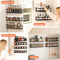 Étagères murales de rangement pour porte de cuisine, lot de 4, pour épices et assaisonnements, organisateurs peu encombrants pour pots à épices