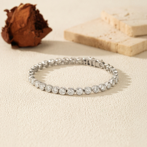 Exquisite S925 Sterling Silver Rhodium Plated Sparkling Moissanite Claw Setting Trendy Tennis Bracelet for Women Fine Jewelry - Product Image 6