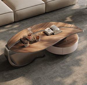 Bàn cà phê sang trọng hiện đại theo phong cách Trung Quốc 2024 kết hợp với ngăn kéo lá có hình dạng đặc biệt - Product Image 2