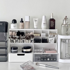 Cosmetic Storage <b>Box</b> With Drawers Plastic <b>Makeup</b> Organizer Simple Style 10-20 L Desktop Organizer For Beauty Products - Product Image 3
