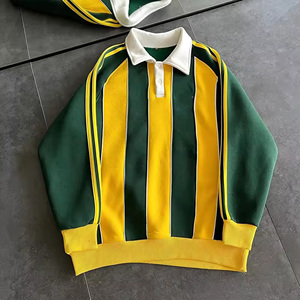 Camiseta de manga larga con rayas de colores en contraste OEM para hombre, camiseta de rugby de gran tamaño personalizada de alta calidad - Product Image 3