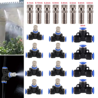 Kit de buses de brumisation à basse pression à prix abordable avec raccord en T à 3 voies de 6 mm pour l'arrosage, le refroidissement et l'humidification des jardins et l'aménagement paysager
