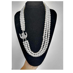 Gargantilla Declaración 3 capas perla con cuentas Strand negro Social Hija De ISIS DOI collares joyería de mujer griega - Product Image 2