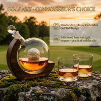 Ensemble de carafe à whisky de luxe pour le golf, 2 verres, support en bois massif, carafe à liqueur créative, cadeaux promotionnels d'entreprise pour la retraite