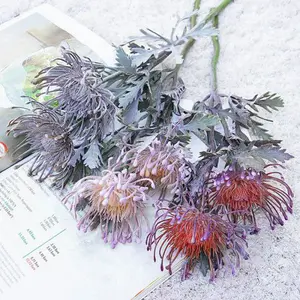 Flor <span class=keywords><strong>artificial</strong></span> de crisantemo 2 cabezas pelo plantado garra de cangrejo crisantemo alfiletero rueda de viento flor Flor de seda <span class=keywords><strong>artificial</strong></span> - Product Image 1