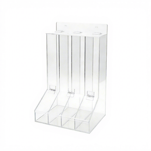 Dispensador <span class=keywords><strong>de</strong></span> Dulces Acrílico Transparente <span class=keywords><strong>de</strong></span> 4 Secciones, Contenedor <span class=keywords><strong>de</strong></span> Almacenamiento con Compartimentos Montado en la Pared con Tapas Abatibles para Tapones para los Oídos - Product Image 1