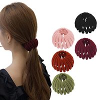 Jepit Rambut Lazy Bird Nest Plate, Penjepit Rambut Ekor Kuda yang Dapat Diperluas, Jepit Rambut Ajaib Beludru, Jepit Rambut Plastik untuk Penggunaan Sehari-hari Wanita dan Anak Perempuan