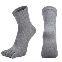 Chaussettes de travail pour hommes à cinq doigts, mi-hautes, à orteils séparés, déodorantes, noires, respirantes, en coton peigné absorbant la transpiration