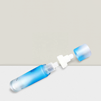 15ml 30ml 50ml bouteille de pompe sans air en verre cosmétique bleu dégradé clair givré pour sérum lotion huile pour le visage