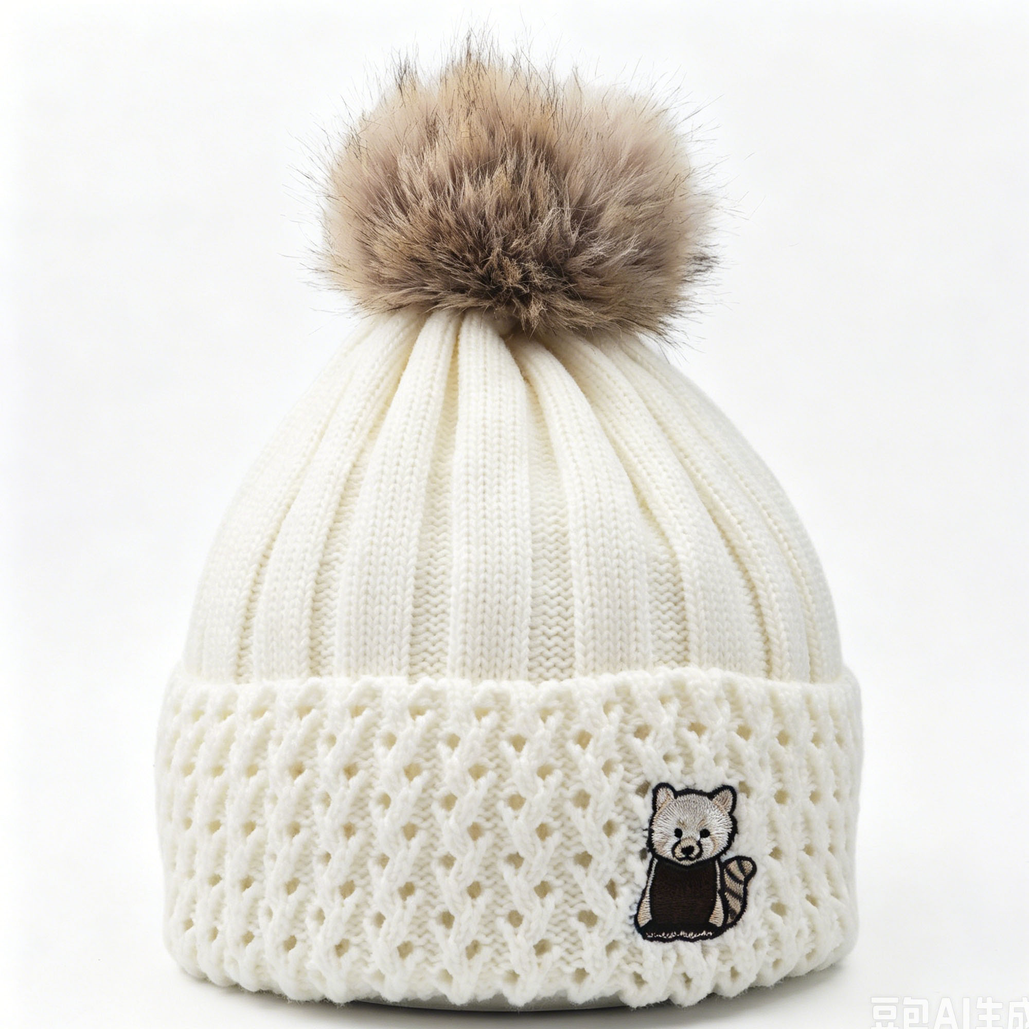 Wholesale Fleece Lined Thermal Ski Cap Custom Logo Embroidered Cuffed Winter Hat Knitted Pom Pom Beanie