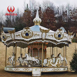 Lussuoso Carosello Bianco e Oro per Parchi Divertimento, Giostra per Bambini con Cavalli in Vendita - Product Image 5