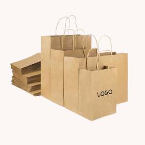 Sac cadeau recyclable imprimé avec logo, sac en papier kraft brun, fabrication sur mesure avec votre propre logo - Product Image 1