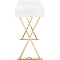 Table en bois massif moderne avec cadre en métal doré, 2 pièces, table moderne, haute, pour chambre à coucher, design classique, bureau, ferme européenne