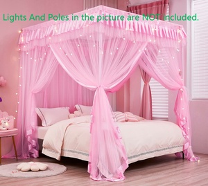 Moustiquaire de lit pliable en forme carrée, style princesse, avec dentelle en maille, pour lit Queen ou King Size, idéale pour une utilisation intérieure à la maison - Product Image 5
