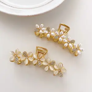 New Style Mulheres Clips Acessórios para o cabelo Moda Cat Eye Pearl cabelo clips Flor Rhinestone Alloy Shark Hair Claw