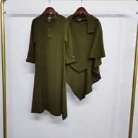 Ensemble 2 pièces pour filles : Abaya unie, foulard ethnique, robe et hijab instantané pour femmes musulmanes