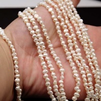 Collier de perles baroques d'eau douce 3-4 mm, qualité moyenne, perles d'eau douce cultivées