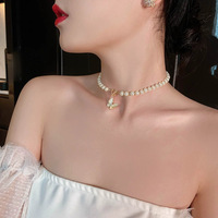 Collier de perles fantaisie fait main avec imitation de perles papillon, nouveau design, bijoux personnalisés pour femmes