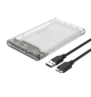 Box esterno trasparente per HDD da 2,5 pollici USB 3.0 SATA, custodia per disco rigido senza attrezzi, box esterno USB 3.0 SATA per HDD da 2,5 pollici