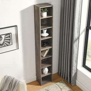 Db 8 Tier <b>Media</b> Tower Rack Adjustable Slim Storage Cabinet Tall Narrow Bookcase For Living Room Modern Wood Design - Product Image 6