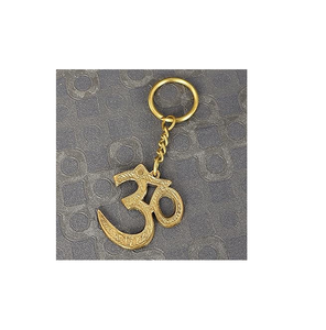 Traditional OM Shape <b>Hindu</b> Religious Key Chain with Brass Key Ring for Promotional Gift Key Holder Direct From India - Product Image 4