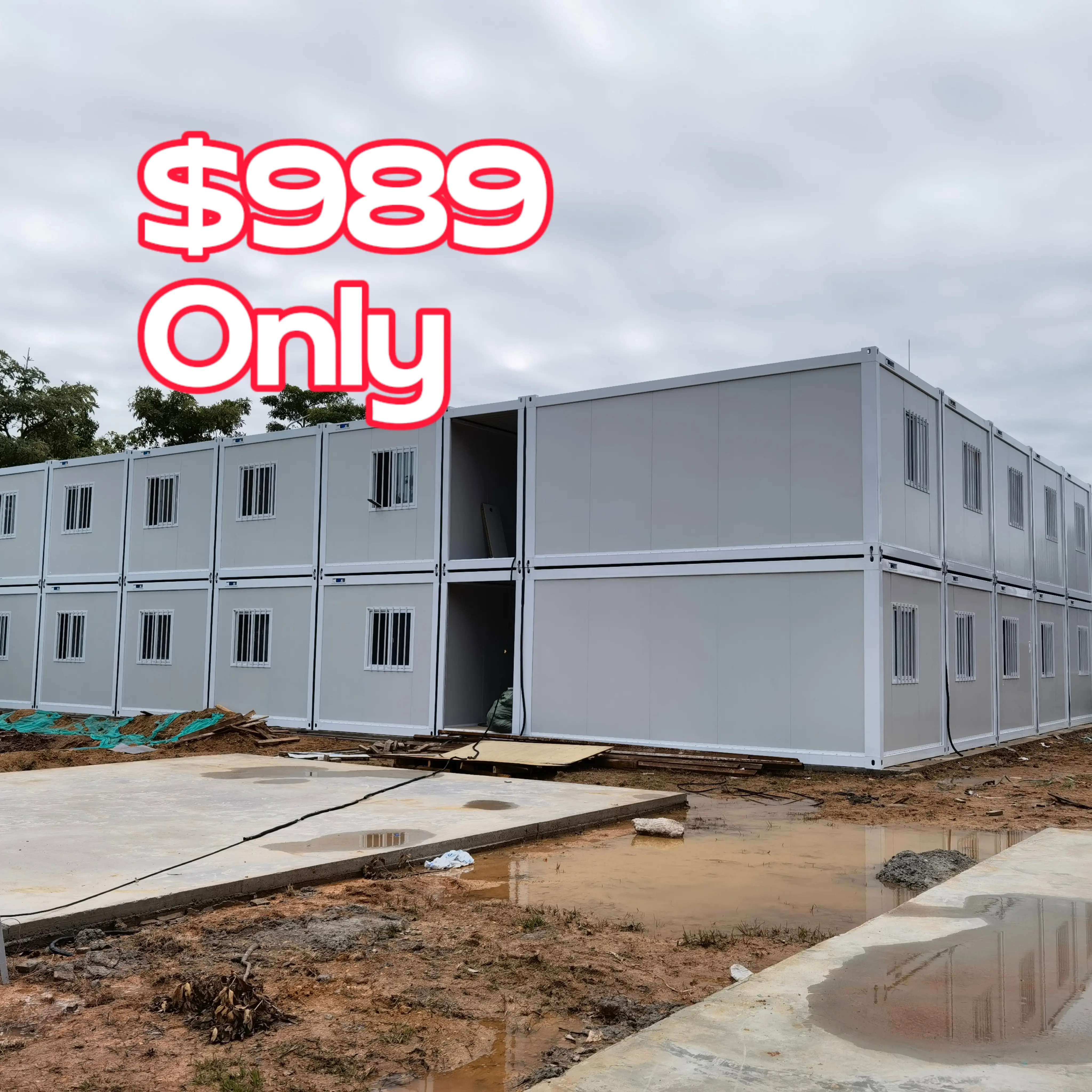 Low Price Light Steel 20ft Flat Pack Container House Prefab Container Camping Homes Detachable Container House