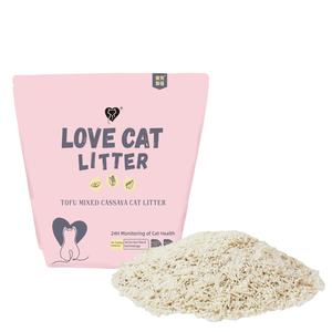 LOVECAT 7L 2,4 kg Aroma de leche China suministrado de fábrica de alta calidad Lovepet Tofu mezcla de yuca 2,0mm Arena de gato - Product Image 1