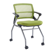 Chaise de formation mobile en maille avec support pour tablette et roulettes, chaise empilable peu encombrante pour espaces d'apprentissage agiles
