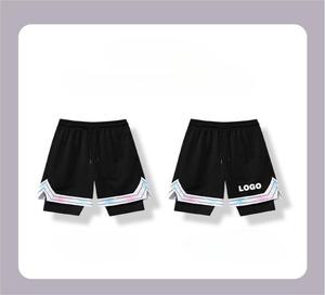 Pantalones de baloncesto informales de verano para hombre, pantalones cortos deportivos de secado rápido de doble capa, ropa exterior tejida transpirable, cintura media para correr para adultos - Product Image 2