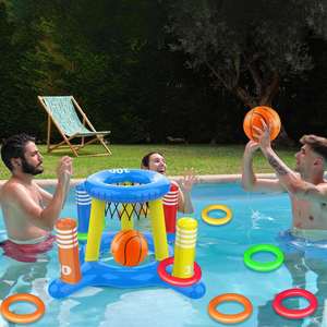 Juego de Baloncesto Flotante 2 en 1 con Aro y Canasta, para Edades de 4 a 12 Años, Flotadores para Piscina, Juguetes de Verano para Niños - Product Image 6