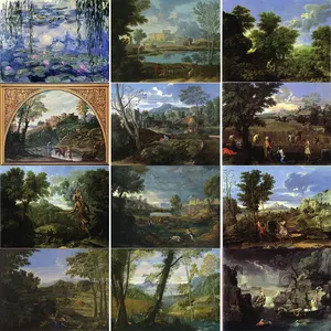 Gran oferta, Kit de pintura por números, pintura al óleo clásica europea, pintura de paisaje, decoración de pared de las cuatro estaciones, pintada a mano