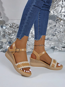 Women European and American Style Wedge <b>Sandals</b> Summer New Thick Sole Large Lace Platform Roman <b>Sandals</b> in Stock Wholesale - Product Image 6