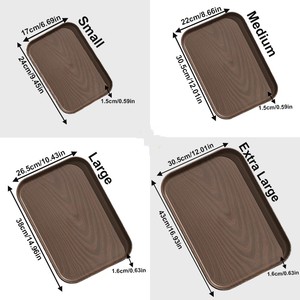 Plateaux de service rectangulaires en <span class=keywords><strong>plastique</strong></span> écologiques et durables, couleur noyer, qualité alimentaire, pour café, petit-déjeuner, goûter, style moderne - Product Image 6